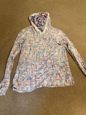 Red Camel Multicolor Lightweight Hoodie - White with Red & Blue Print